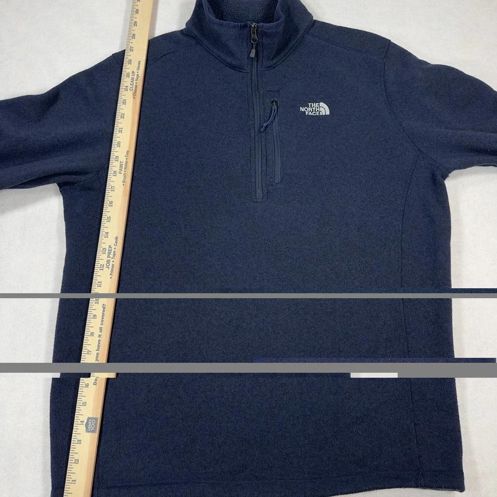 The North Face Mens XL Navy Blue 1/4 Zip Fleece Pullover Jacket Chest Pocket